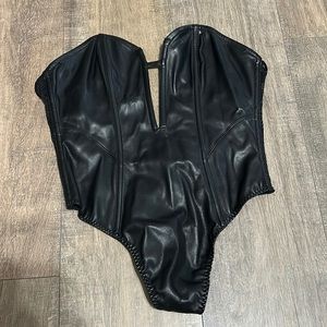 Leather and lace Victoria secret body suit